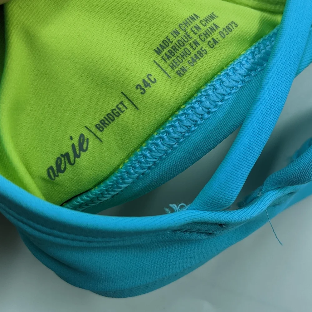 AERIE Bridget Braided Strappy Back Push Up Underwire Bikini Top Sz 34 C